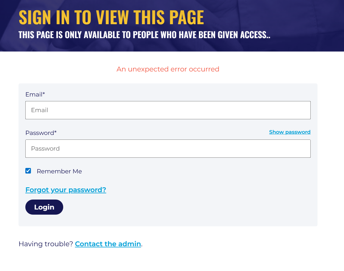 Unexpected-Error-Login-Page